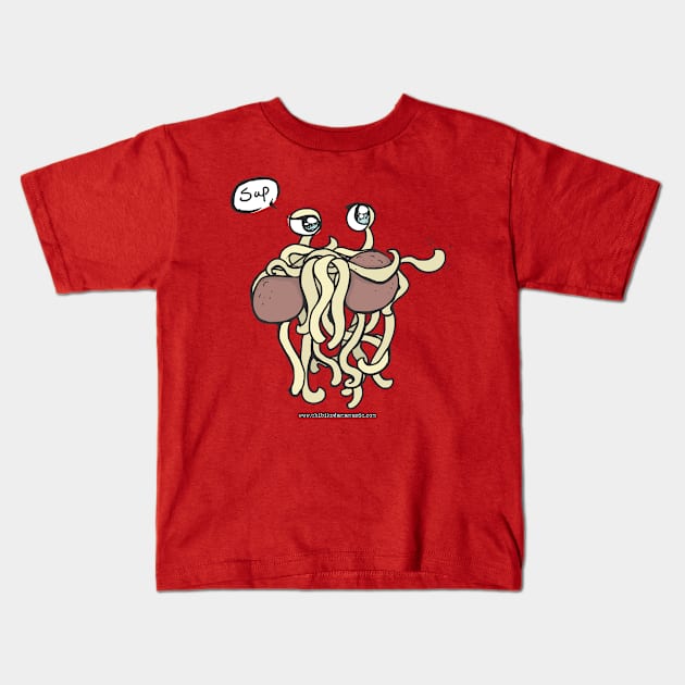 Chill Flying Spaghetti Monster Kids T-Shirt by chibikodama